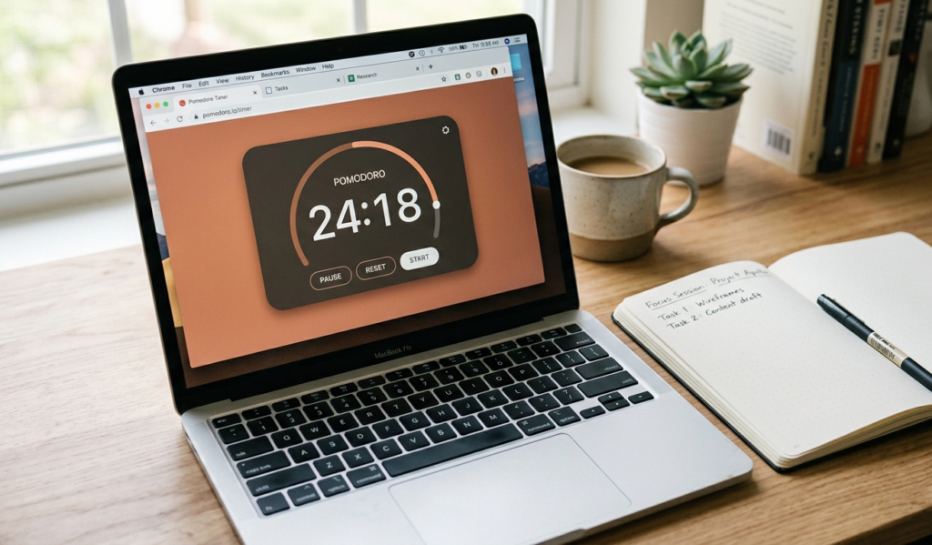 Hidden Chrome extension Pomodoro timer helping manage focus and work sessions