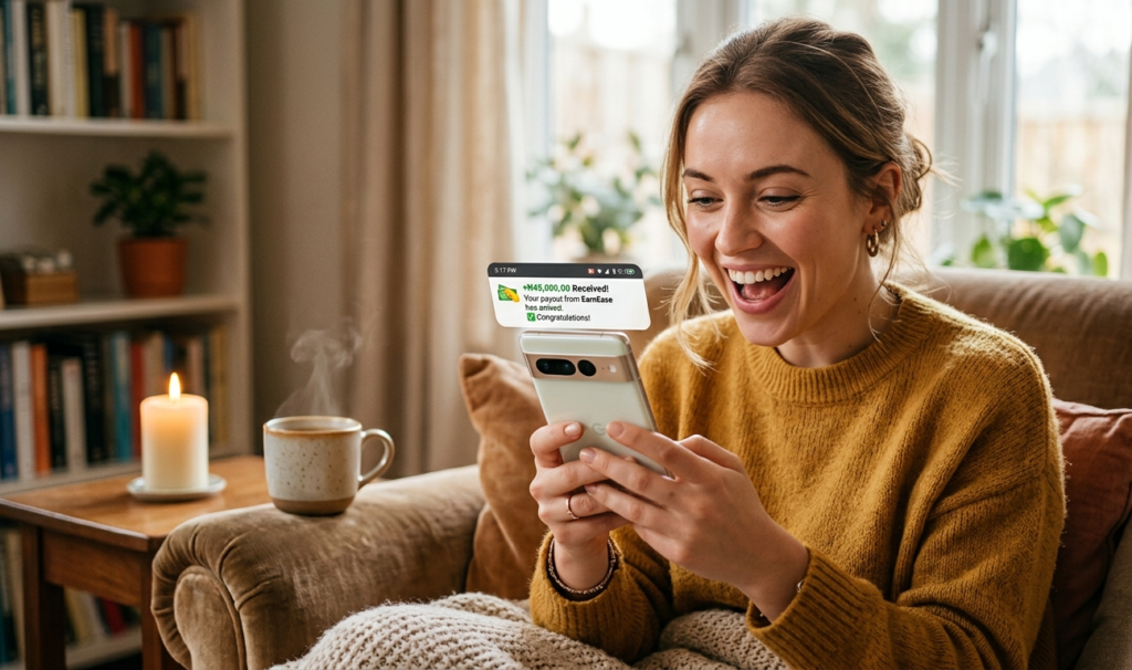 First affiliate marketing commission notification on a mobile phone