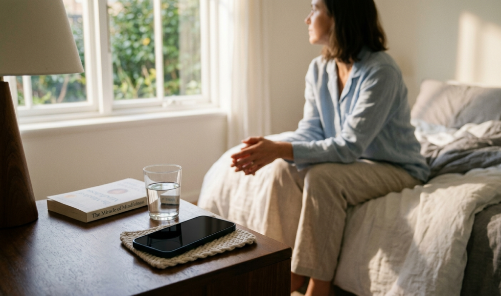 Person avoiding phone use in the morning to build a healthy routine for quick morning habits that transform your day.