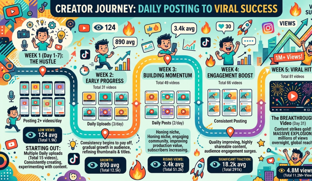 Growth journey of Instagram Reels from low views to viral success