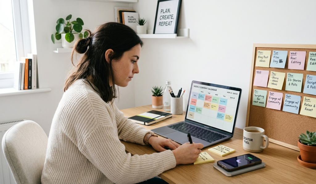 Weekly planning using social media automation tools for consistent content scheduling