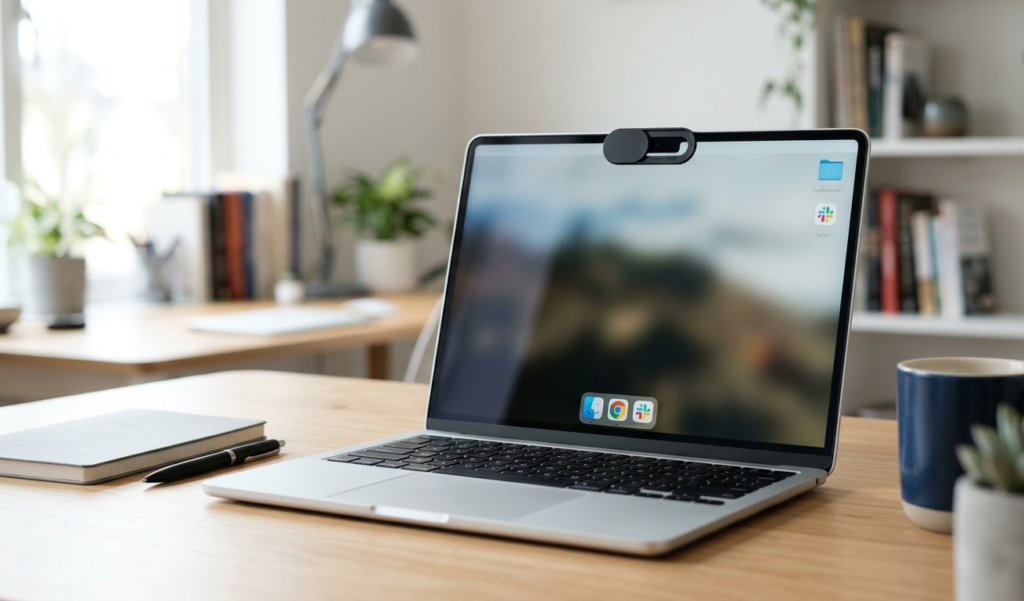Webcam cover protecting laptop camera for privacy