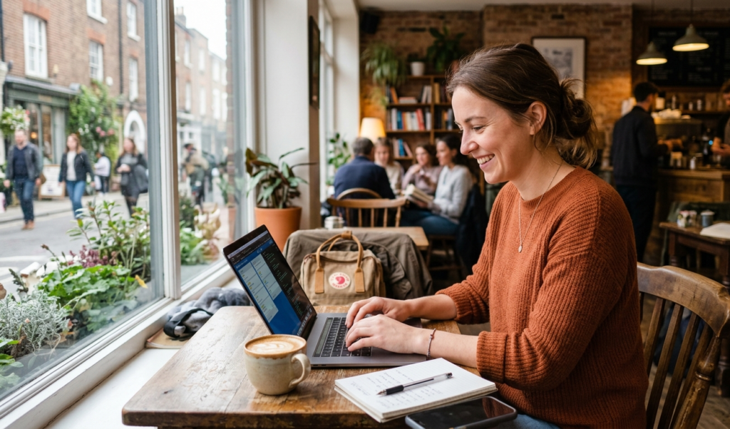 Freelancer earning money online while working remotely with tech skills