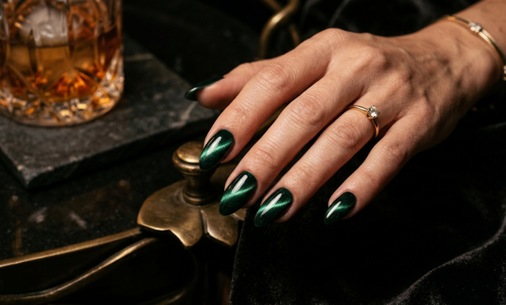 Modern French tip nails with colorful and chrome details.
