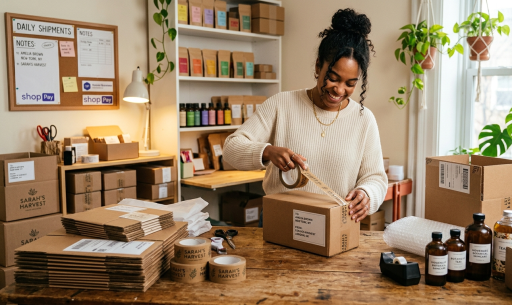 Small business owner using simple ways to make money online.