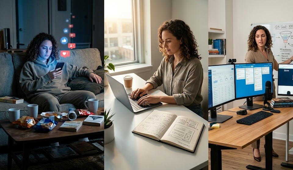Transformation from phone addiction to building online income and productivity