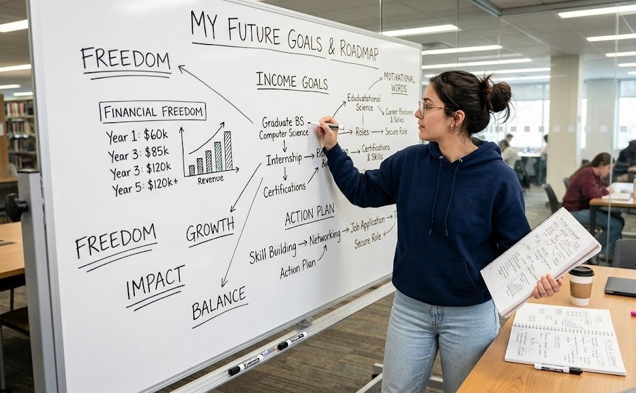 Student planning future financial and personal goals
