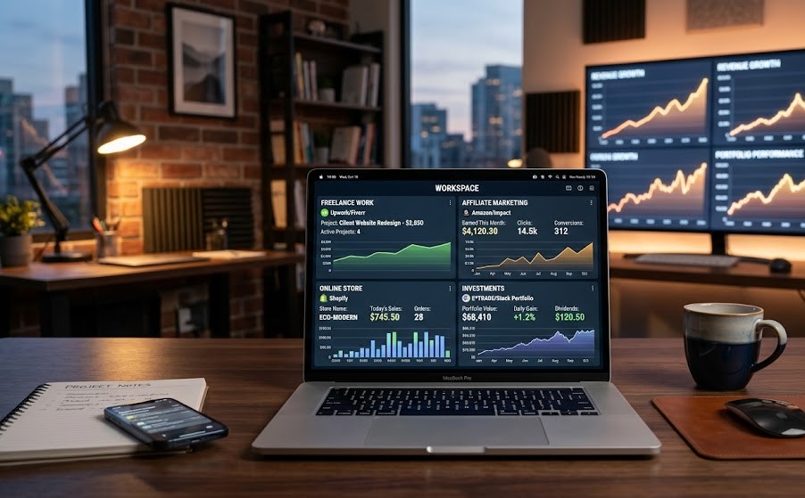 Multiple income streams helping build wealth beyond a regular paycheck.