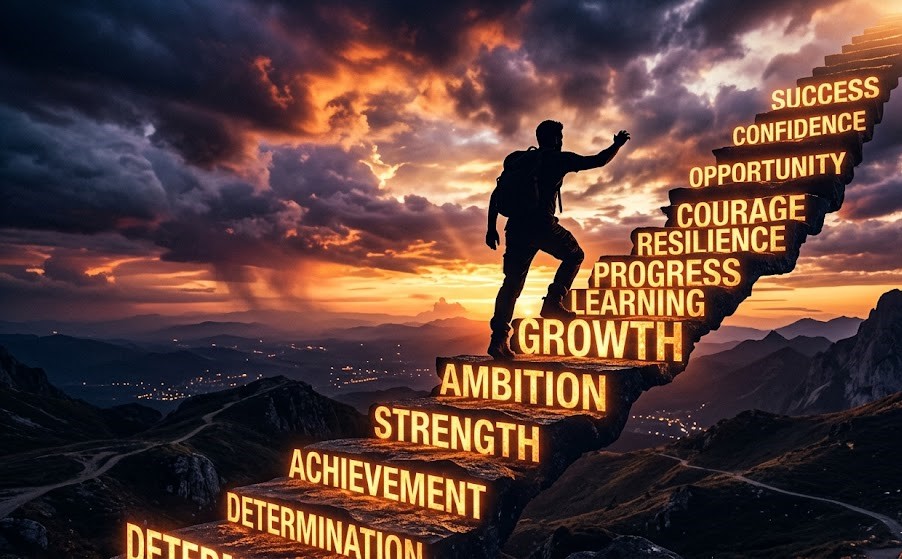 Positive mindset leading to personal growth and success.