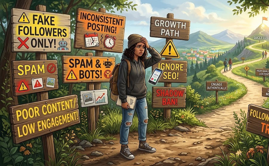 Common mistakes beginners should avoid when trying to make money on social media.