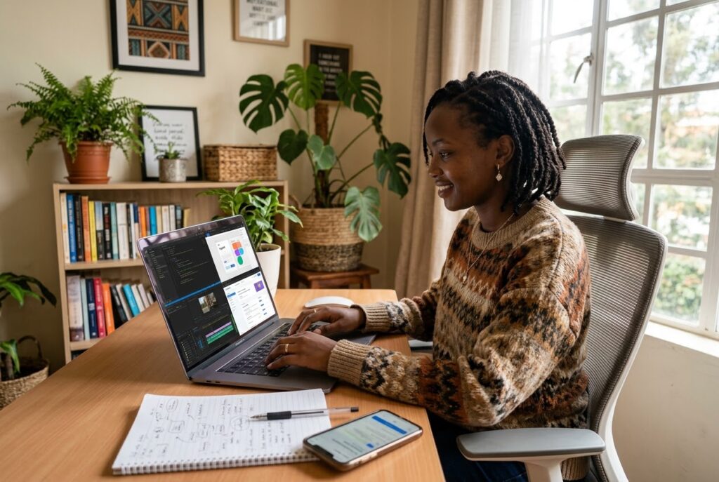 Person learning digital skills online with a laptop